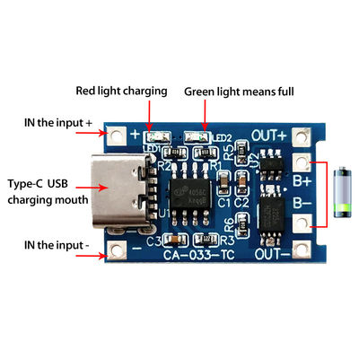 CA-033 Micro Type-C USB 5V Charging Board Dual Function 1A Li-Ion Lithium Battery Charger Module 18650 TP4056 ICs Produk