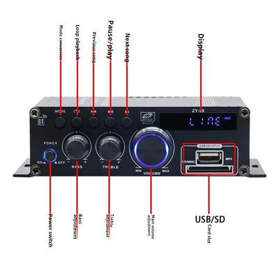 120W Dual Channel Power Amplifier dengan Equalizer untuk HiFi Stereo Audio