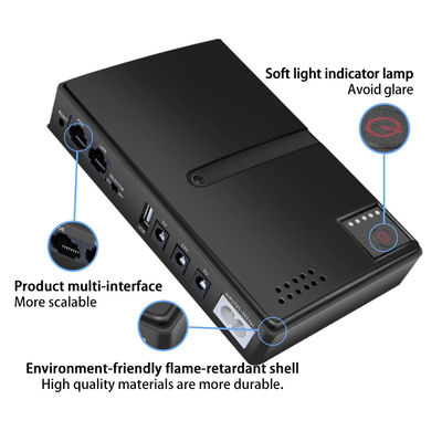 Mini 10400mAh 36W Supply Power Uninterruptible (UPS) untuk Router Modem Kamera Keamanan CCTV Sumber Daya AC DC yang dapat dikonfigurasi