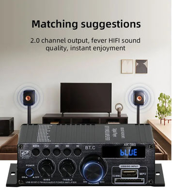 AK-380 5.0 Amplifier 2.0 Channel Mobil Home Theater Amplifier Mini HIFI Digital Audio Amplifiers Stereo USB OTG Input