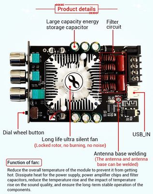 ZK-1602T 2*160W 2.0 Channel Digital Power Amplifier Module Kelas D Audio Stereo BT 5.0 Subwoofer Amplifier Board ZK-1602T