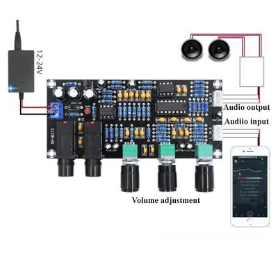 XH-M273 PT2399 Digital Preamplifier Board 12-24V DC dengan Frekuensi Stereo untuk Kontrol Mikrofon Karaoke