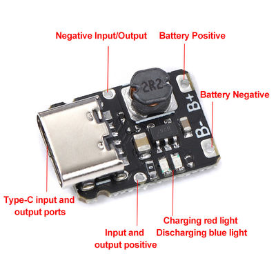 3.7V 4.2V 18650 Lithium Battery Charging Boost Power Board Protection Type-c Solusi Pengisian dan Pengurangan 5V yang Ideal