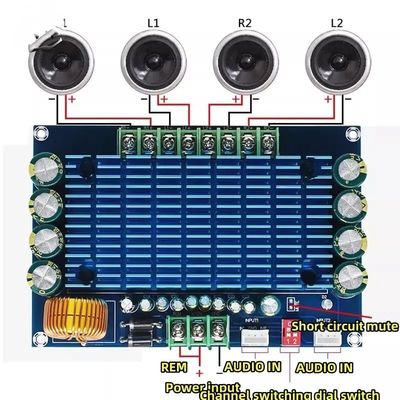 XH-M180 4X50W Modul Amplifier Speaker Mobil TDA7850 AMP Mobil Kelas Atas DC12V Papan Audio Digital