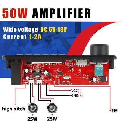2*25W Mikropon Prioritas Daya Amplifier dengan MP3 Decoding Board dan Accompanyment Baterai Hidup 20 Jam Layar Ya
