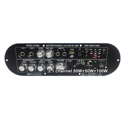 D1000 Papan Amplifier Digital 2.1 Saluran 50W + 50W + 100W 12V Amplifier Daya Subwoofer dengan Kontrol Nada Tinggi/Rendah