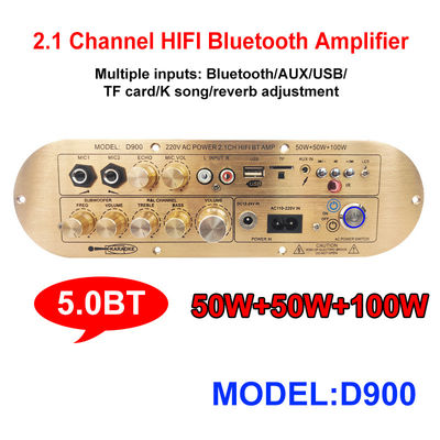 High-Power D900 2x50W+100W Home Amplifier dengan Impor IC Bluetooth Board 2.1 Channel