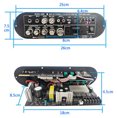 D800 Professional 2.0 Channel Bluetooth Digital Amplifier Board 12V Daya Tinggi yang Dapat Diisi Ulang untuk DJ/Karaoke