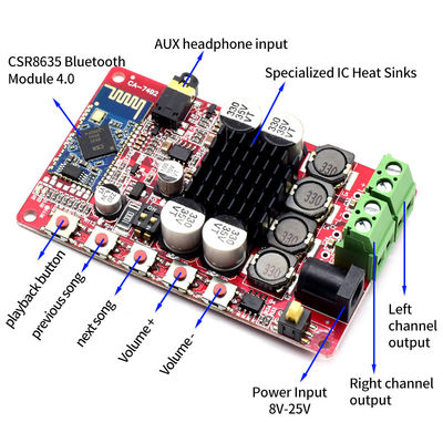 CA-7492 TDA7492P 50W*2 Linear Home Amplifier Board dengan BT 5.0 Digital Audio Receiver Module