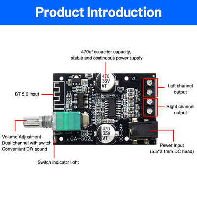 ZK-502L 2.0 Channel Digital Amplifier Board Home Theater HIFI Amplifier dengan BT5.0 50WX2 Metal Material Stereo Board ZK-502L