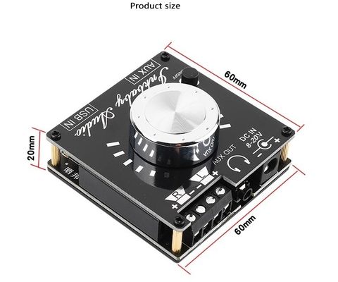 Papan Penguat Bluetooth 5.0 Saluran Ganda 80W 60x60x30mm