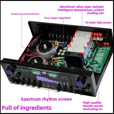 AV-888BT 2800W Home Karaoke Penguat Daya Cincin Ganda Model Baru 7.1 Channel Penyetelan Zona Konstruksi Logam Berdaya Tinggi