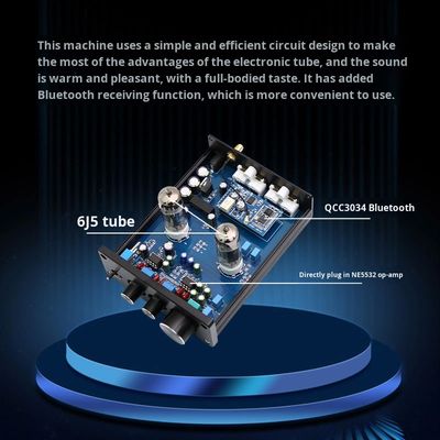 Preamplifier Tabung HIFI Audiophile 6J5 QCC3034 untuk Amplifier Rumah Nirkabel BT 5.1 dengan Penyesuaian Bass dan Treble Preamp