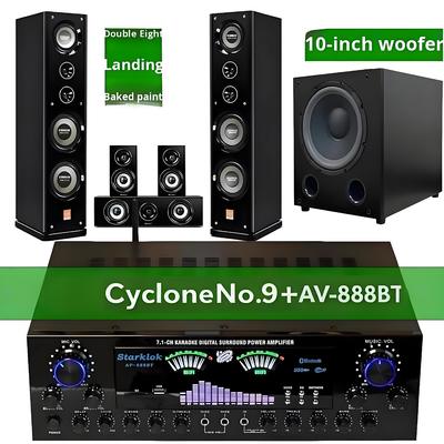 Suit:Home Theater Set 7.1 Channel AV-888BT Amplifier dengan Cyclone No.9 Speaker dengan Subwoofer 10 inci
