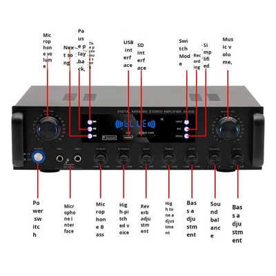 AV-628 Profesional 2.1 Saluran 600W Rumah Koaksial Subwoofer Amplifier Model Daya Tinggi BT Fiber Optic Receiver Cross-Border
