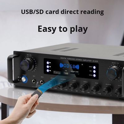 AV-628 Profesional 2.1 Saluran 600W Rumah Koaksial Subwoofer Amplifier Model Daya Tinggi BT Fiber Optic Receiver Cross-Border