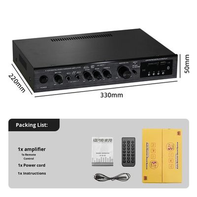 5.1CH 120W*2+25W*3 HIFI Power Amplifier dengan Optical Coaxial Input, BT 5.0, Super Bass, untuk Home Theater Karaoke Party