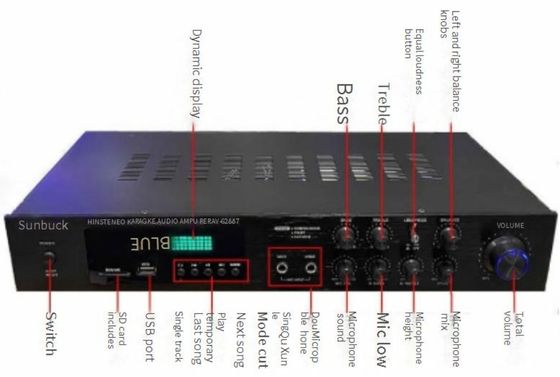 Penguat Daya Tinggi 5-Saluran 800W Audio Rumah Av-628BT 110V/220V Penerima Nirkabel dengan Konektivitas BT