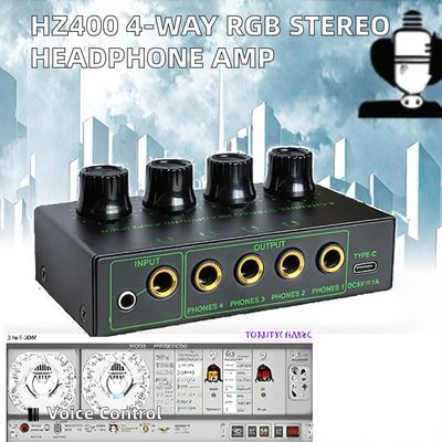 Penguat Headphone Monitor RGB 4 Arah Stereo Audio Sound Card & Mixer Distributor Audio Headphone