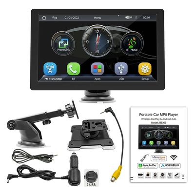 Creatall 9-Inch Portable High-Definition MP5 Player Layar Besar Wired/Wireless Carplay untuk Bluetooth Dashboard 1 Tahun