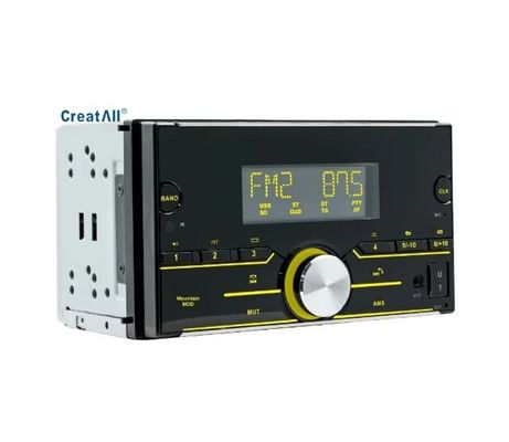 Creatall Pemutar MP3 Mobil Dual-Disk 12V Cerdas untuk Bluetooth Penguat Radio Mobil Lampu Berwarna-warni Koneksi Kartu Aux SD 1 Tahun