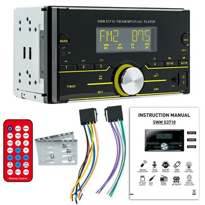 Creatall Pemutar MP3 Mobil Dual-Disk 12V Cerdas untuk Bluetooth Penguat Radio Mobil Lampu Berwarna-warni Koneksi Kartu Aux SD 1 Tahun