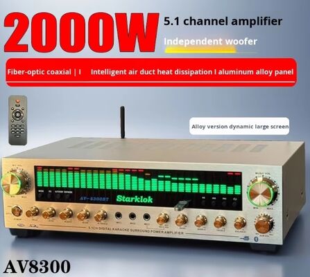 2000W 6 (5.1) Channel Home Amplifier dengan Konstruksi Plast Metal Aluminium Alloy
