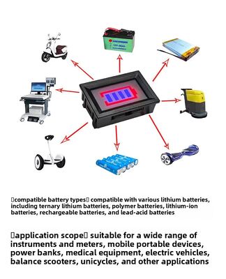 Second-Tier Battery Level Indicator for Lead-Acid Ternary Lithium Lithium Iron Phosphate Batteries Battery Charge Display Meter