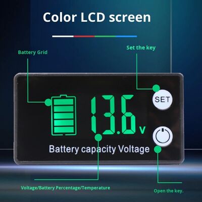 JX-6133C LCD Voltage Monitor 7-70V DC for 12V Lead-Acid & Ternary Lithium Batteries with Battery Capacity and Percentage Display