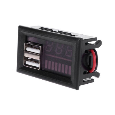 Red LED Digital Display Voltmeter Panel Mini Battery Tester for DC 12V Cars Motorcycles USB 5V2A Output AC Power Supply
