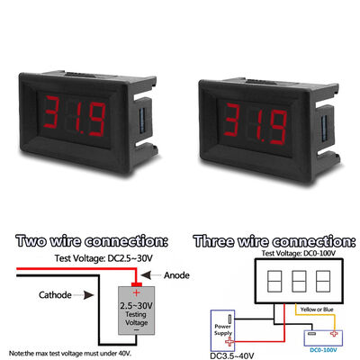 Mini 0.36inch LED Display Digital Voltmeter Panel Meter 0-100V DC Range Red Color Electromobile Car Temperature Voltage Meters