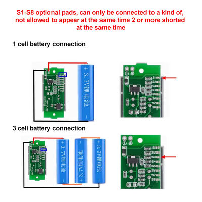 Three-String LED Display Indicator Board Vehicles 1-8S Lithium Battery Voltage Tester Module Blue Green Color for Li-ion