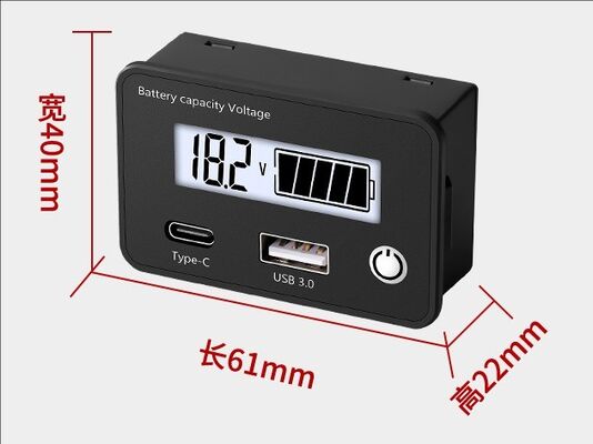 USB Fast Charge Type-C Battery Meter Display DC8-30V Voltage Meter Capacitor Capacity Meter