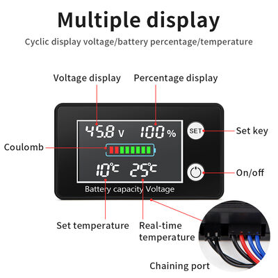 Digital Battery Capacity Voltage Meter DC10V-100V Lead Acid Lithium LiFePO4 Car Motorcycle LED Voltmeter