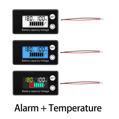 DC 8V-100V Waterproof Battery Capacity Indicator Temperature Alarm Voltmeter Voltage Meter for Lead Acid Lithium LiFePO4