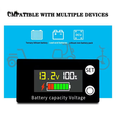 DC 8V-100V Waterproof Battery Capacity Indicator Temperature Alarm Voltmeter Voltage Meter for Lead Acid Lithium LiFePO4