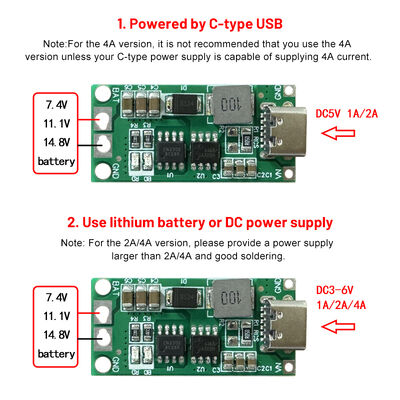 Type C USB Boost Module 1A/2A/4A 18650 Lithium Battery Charger Board BMS 2S 3S 4S Li-Po Polymer Power Bank PCB PCBA