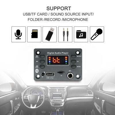 5V-12V  5.0 Audio Decoder Board Audio Module USB FM Radio Lossless DIY Mini Digital MP3 Player Radio Microphone Board