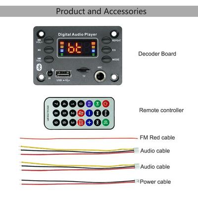 5V-12V  5.0 Audio Decoder Board Audio Module USB FM Radio Lossless DIY Mini Digital MP3 Player Radio Microphone Board