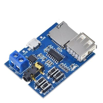 MP3 Decoder Board Audio Amplifier Module dengan 3.7 ~ 5.5V Power Range TF Card dan U Disk Play Mode 2W Mono Amplifier