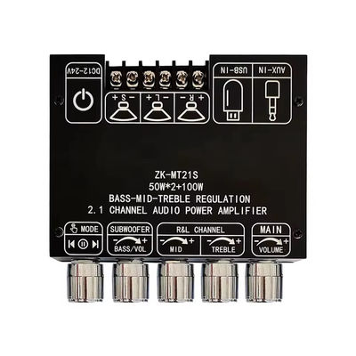 2.1 Channel Subwoofer AUX 12V 24V Audio Stereo 5.1 Bass Digital Power Amplifier Board ZK-MT21S 2x50W 100W untuk DC Adapter